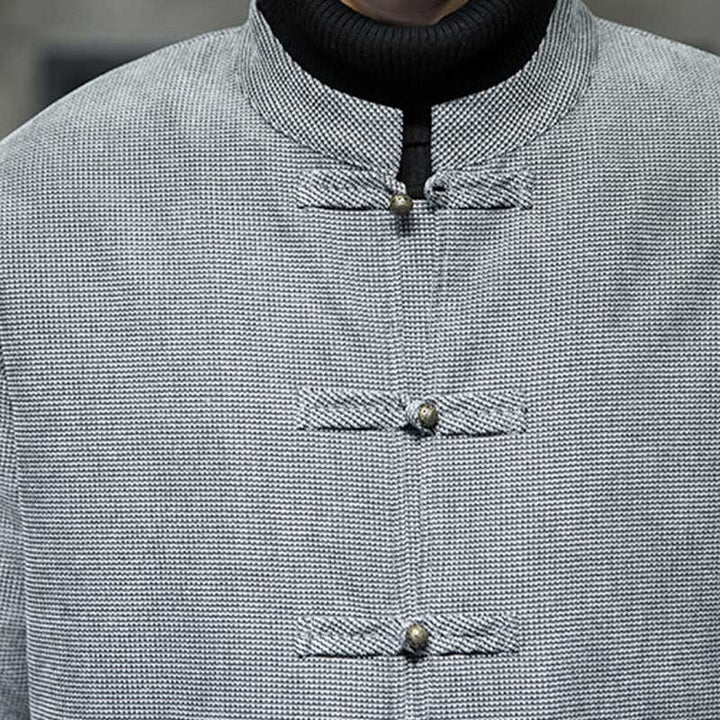 Chaqueta y camisa para hombre con botones de rana en color liso con Buddha Stones - image 24