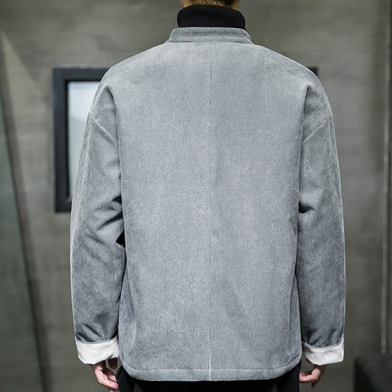 Chaqueta y camisa para hombre con botones de rana en color liso con Buddha Stones - image 19