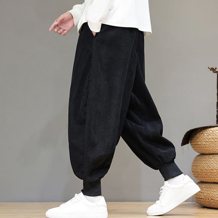 Pantalones harén de algodón lisos e informales para hombre con bolsillos y Buddha Stones - image 10