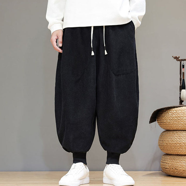 Pantalones harén de algodón lisos e informales para hombre con bolsillos y Buddha Stones - image 13