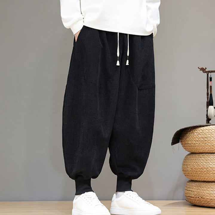 Pantalones harén de algodón lisos e informales para hombre con bolsillos y Buddha Stones - image 14