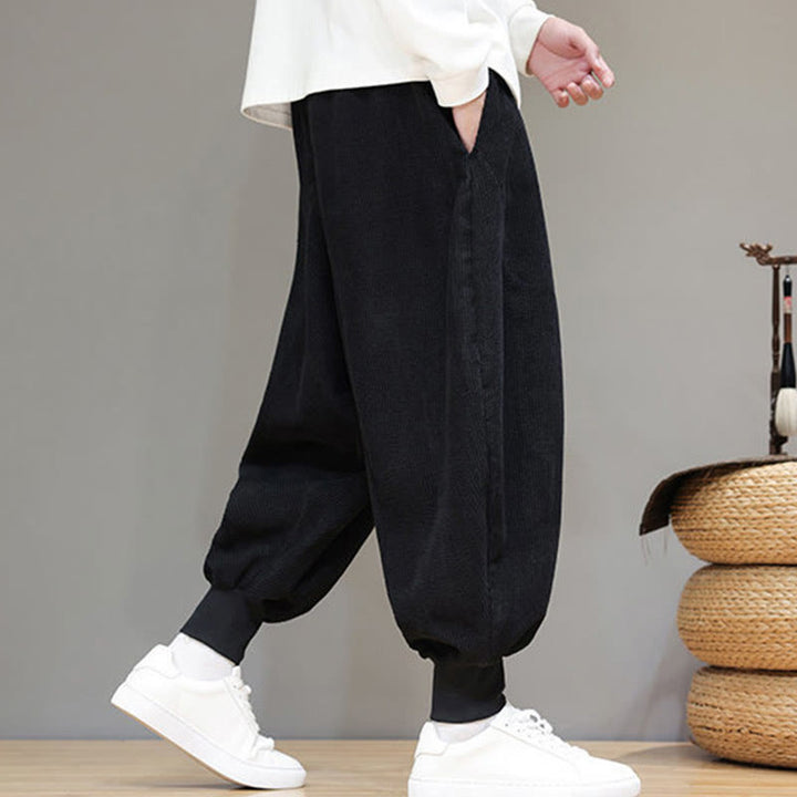 Pantalones harén de algodón lisos e informales para hombre con bolsillos y Buddha Stones - image 11