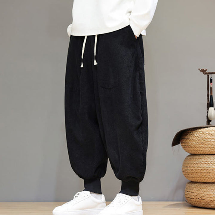 Pantalones harén de algodón lisos e informales para hombre con bolsillos y Buddha Stones - image 12