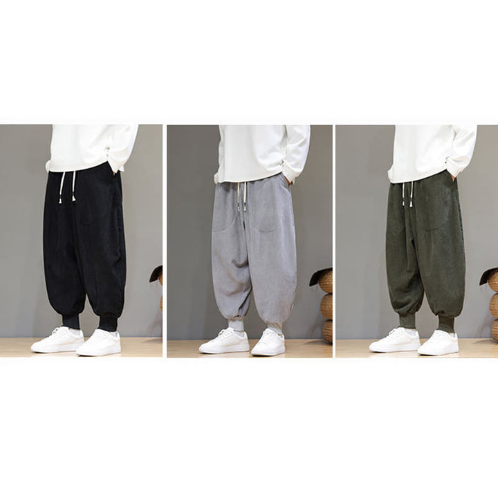 Pantalones harén de algodón lisos e informales para hombre con bolsillos y Buddha Stones - image 27