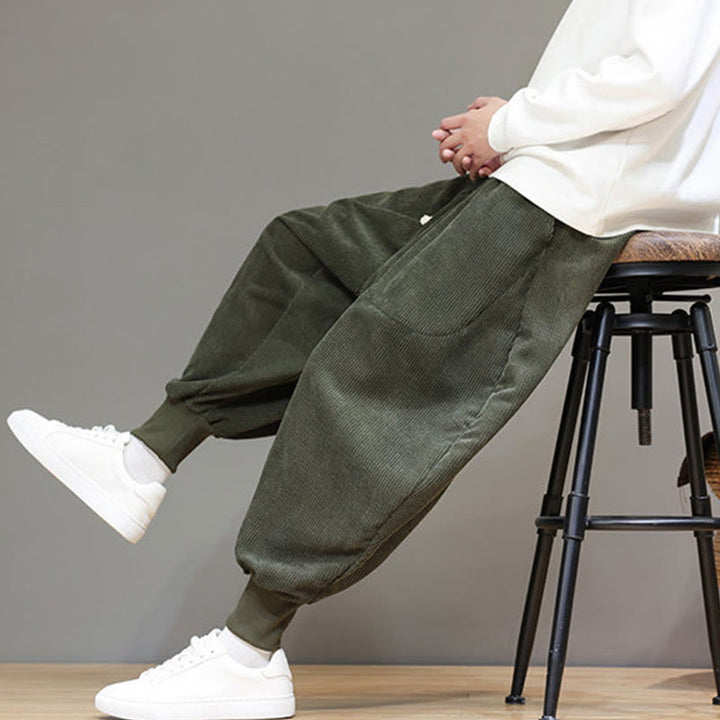 Pantalones harén de algodón lisos e informales para hombre con bolsillos y Buddha Stones - image 26