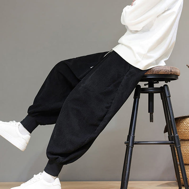 Pantalones harén de algodón lisos e informales para hombre con bolsillos y Buddha Stones - image 16