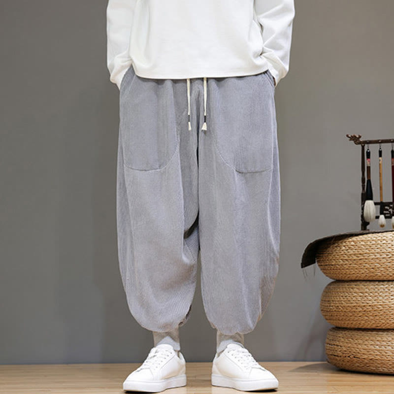 Pantalones harén de algodón lisos e informales para hombre con bolsillos y Buddha Stones - image 7