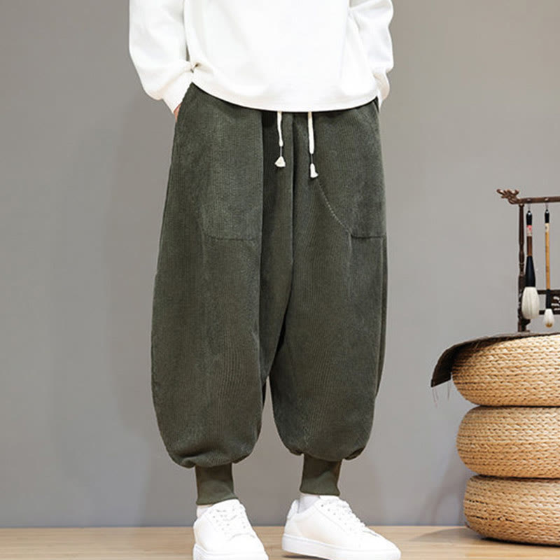 Pantalones harén de algodón lisos e informales para hombre con bolsillos y Buddha Stones - image 25
