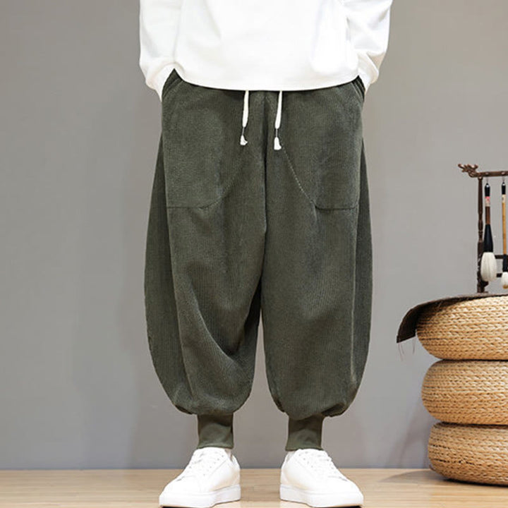 Pantalones harén de algodón lisos e informales para hombre con bolsillos y Buddha Stones - image 23