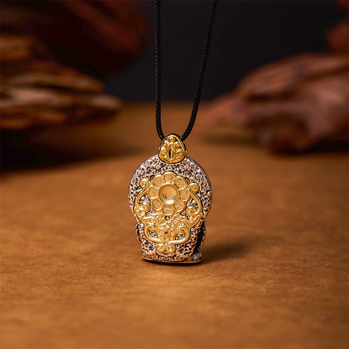 Collar con colgante de cobre con diseño de cuentas de Avalokitesvara Dzi tibetano con Buddha Stones