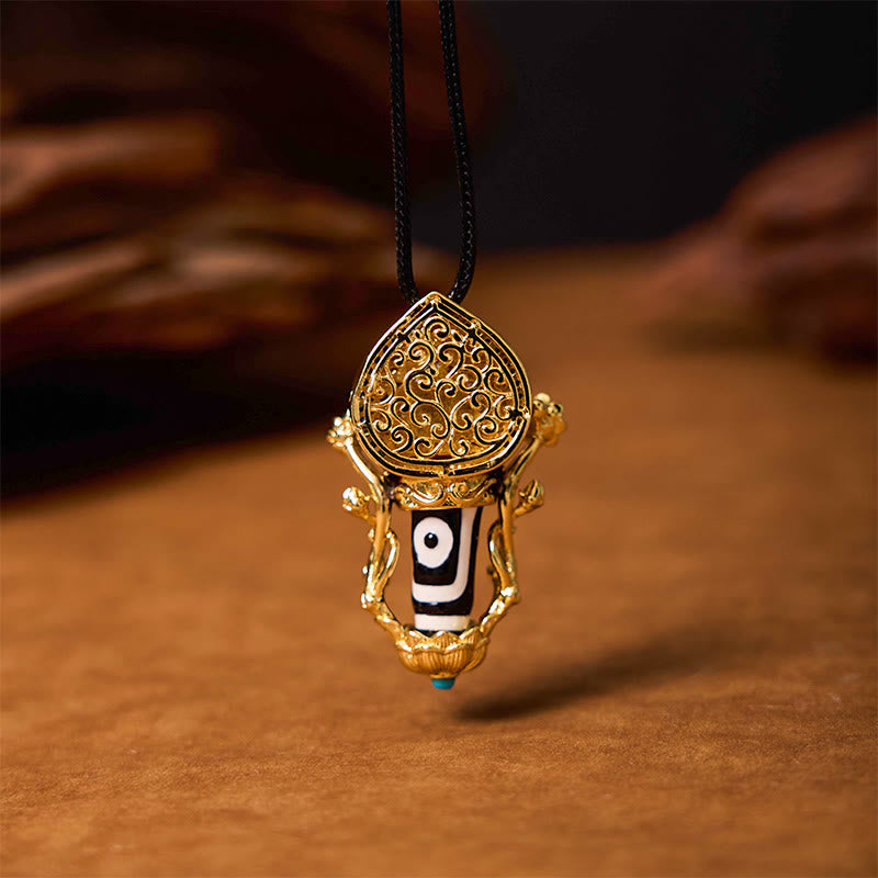 Collar con colgante de cuerda de compasión con diseño de bodhisattva Manjusri y cuentas Dzi tibetanas con Buddha Stones - image 2