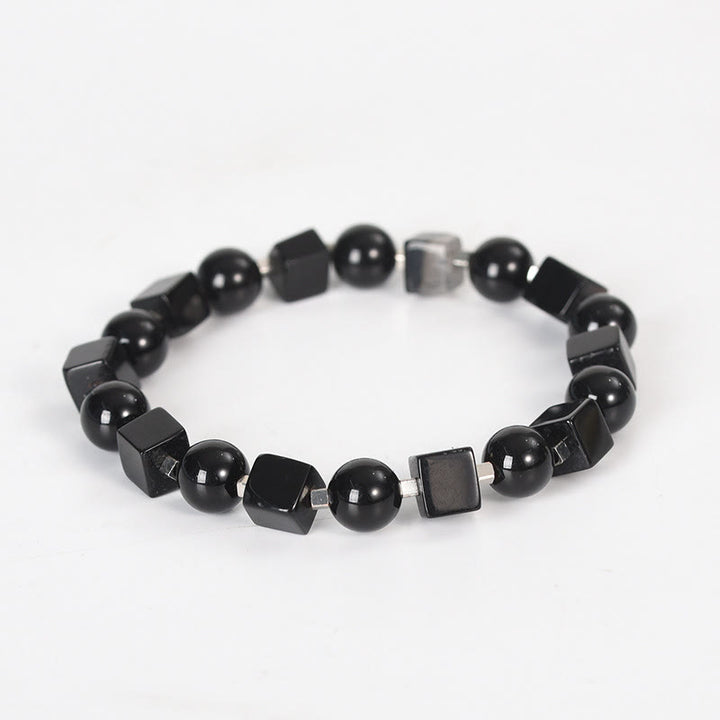 Pulsera purificadora de obsidiana negra con varios cristales y Buddha Stones