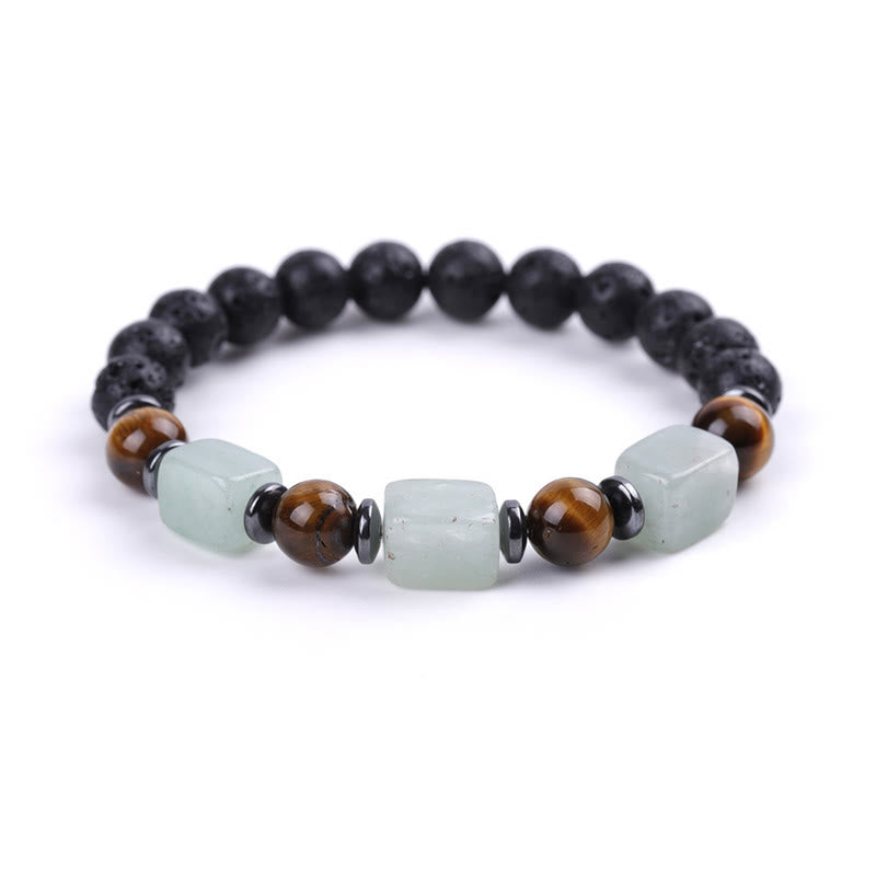 Pulsera de piedra de lava con cristales variados y Buddha Stones