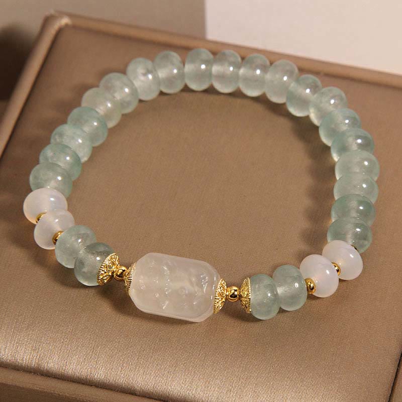 Pulsera Serenity con cuentas de ábaco de jade y aguamarina de Buddha Stones