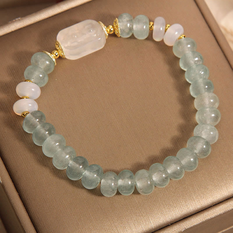 Pulsera Serenity con cuentas de ábaco de jade y aguamarina de Buddha Stones
