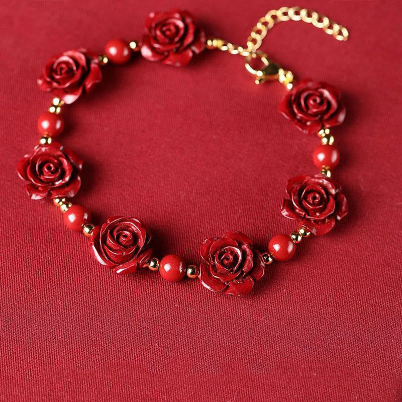 Pulsera de bendición de rosa y cinabrio con Buddha Stones