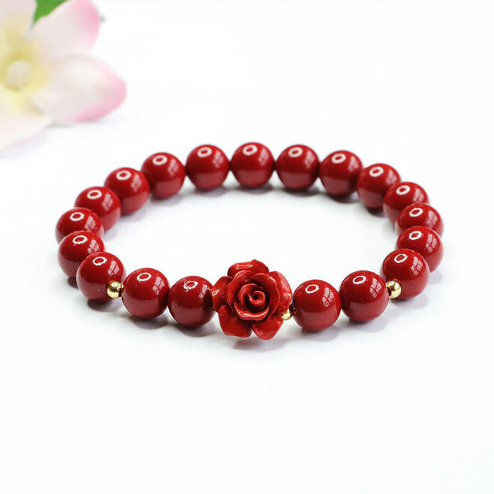 Pulsera de calma con rosa cinabrio y Buddha Stones