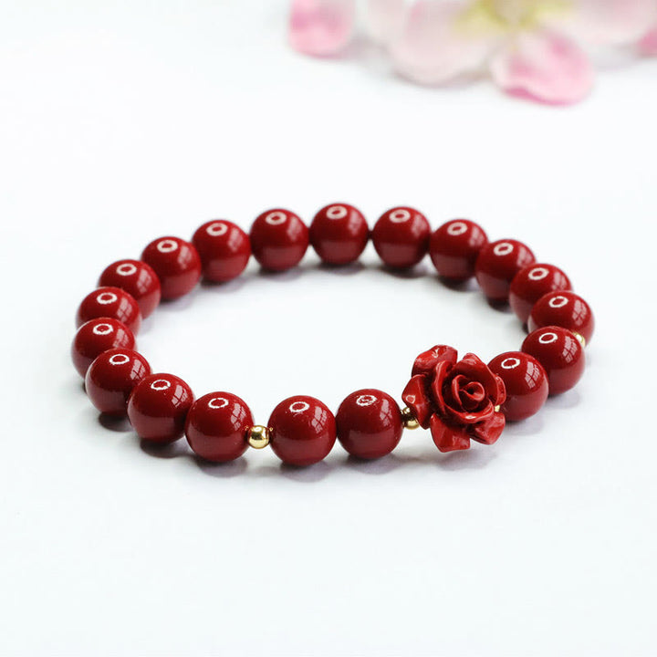 Pulsera de calma con rosa cinabrio y Buddha Stones