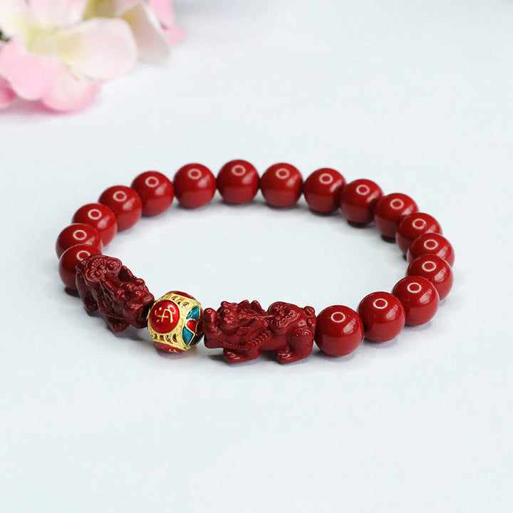 Pulsera de Buddha Stones con doble cinabrio y PIXIU que aleja a los malos espíritus - image 4