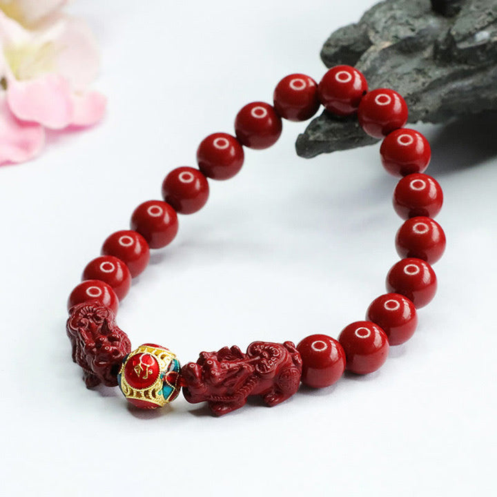 Pulsera de Buddha Stones con doble cinabrio y PIXIU que aleja a los malos espíritus - image 9