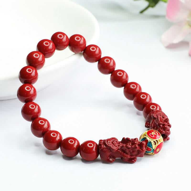 Pulsera de Buddha Stones con doble cinabrio y PIXIU que aleja a los malos espíritus - image 2