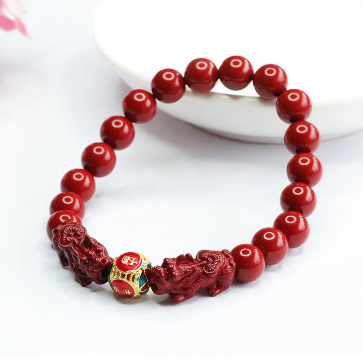 Pulsera de Buddha Stones con doble cinabrio y PIXIU que aleja a los malos espíritus - image 3