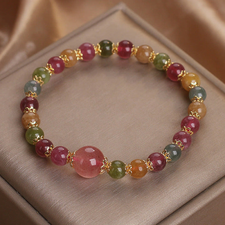 Pulsera de sabiduría con turmalina y cuarzo fresa de Buddha Stones