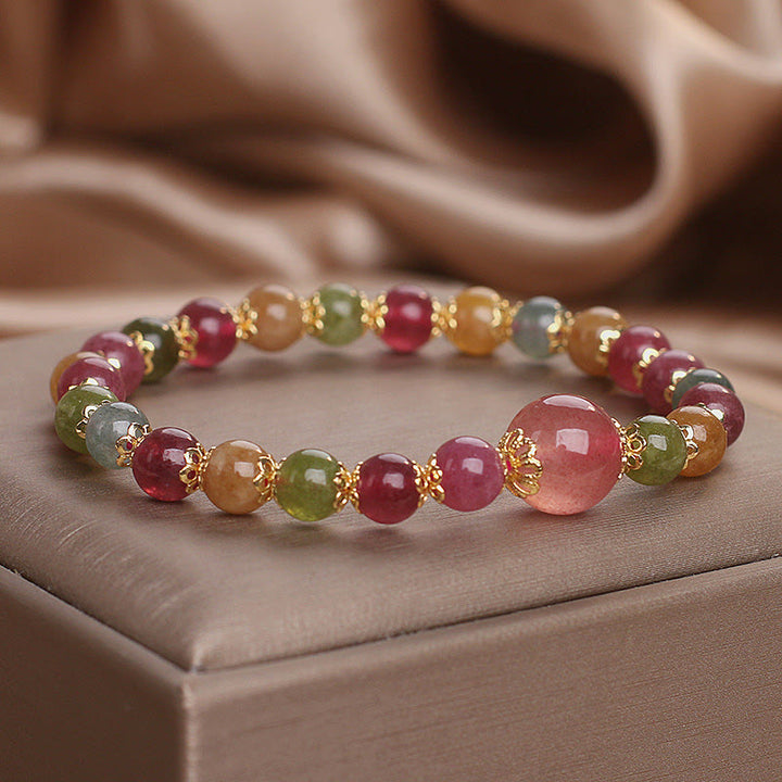 Pulsera de sabiduría con turmalina y cuarzo fresa de Buddha Stones