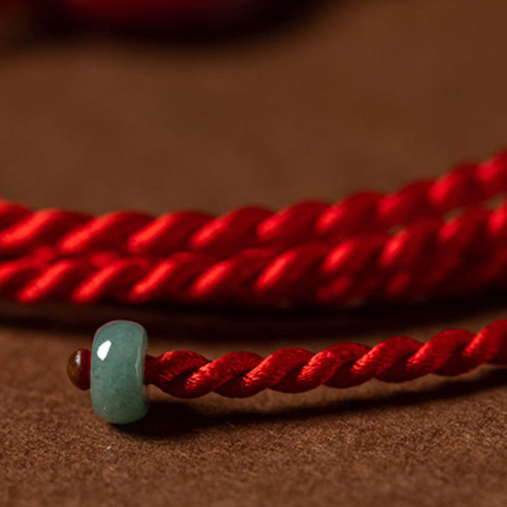 Cadena para el vientre con hilo rojo y hebilla de paz con cinabrio natural y Buddha Stones