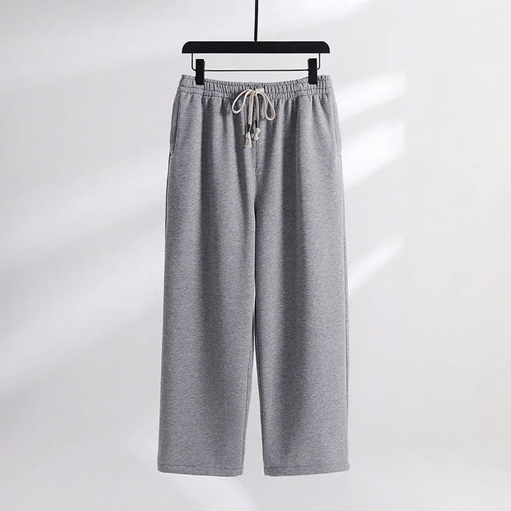 Pantalones de hombre con bolsillos y tejido polar de algodón de color liso con Buddha Stones
