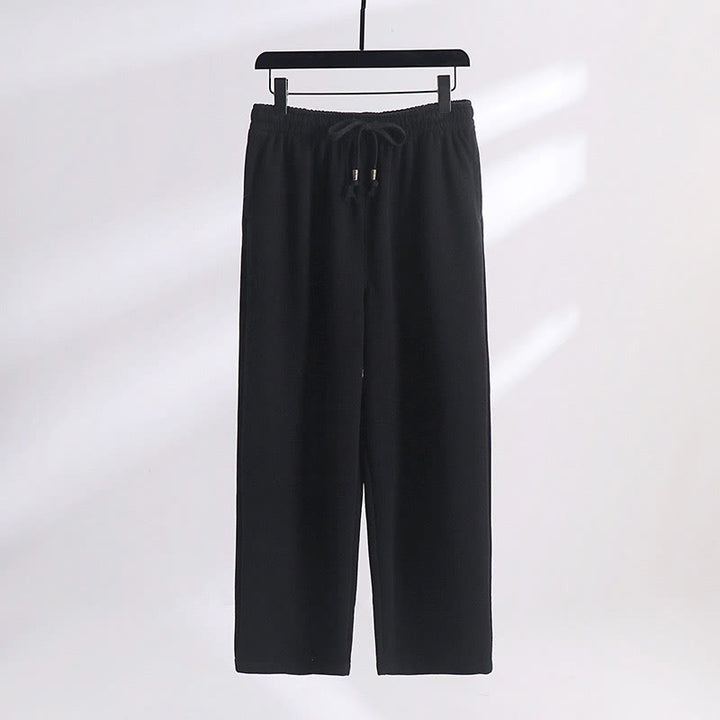 Pantalones de hombre con bolsillos y tejido polar de algodón de color liso con Buddha Stones