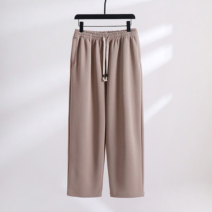 Pantalones de hombre con bolsillos y tejido polar de algodón de color liso con Buddha Stones