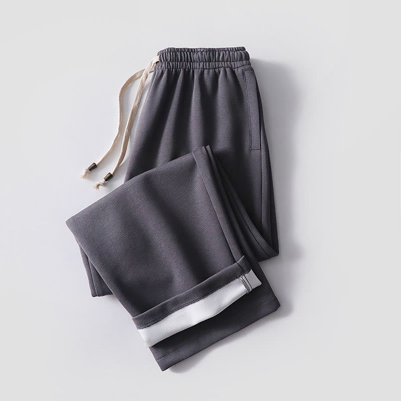 Pantalones de hombre con bolsillos y tejido polar de algodón de color liso con Buddha Stones