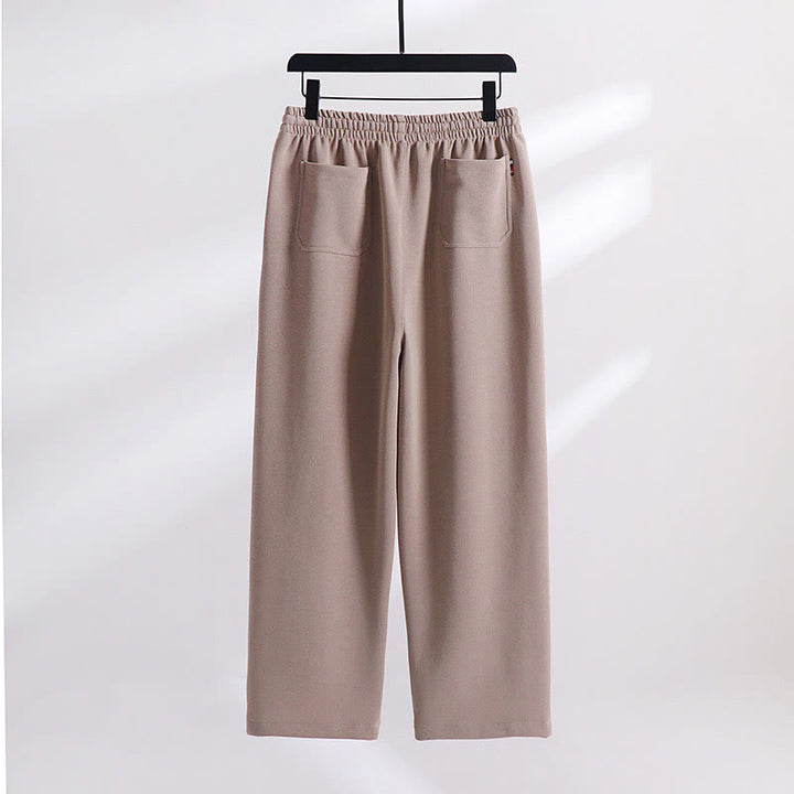 Pantalones de hombre con bolsillos y tejido polar de algodón de color liso con Buddha Stones