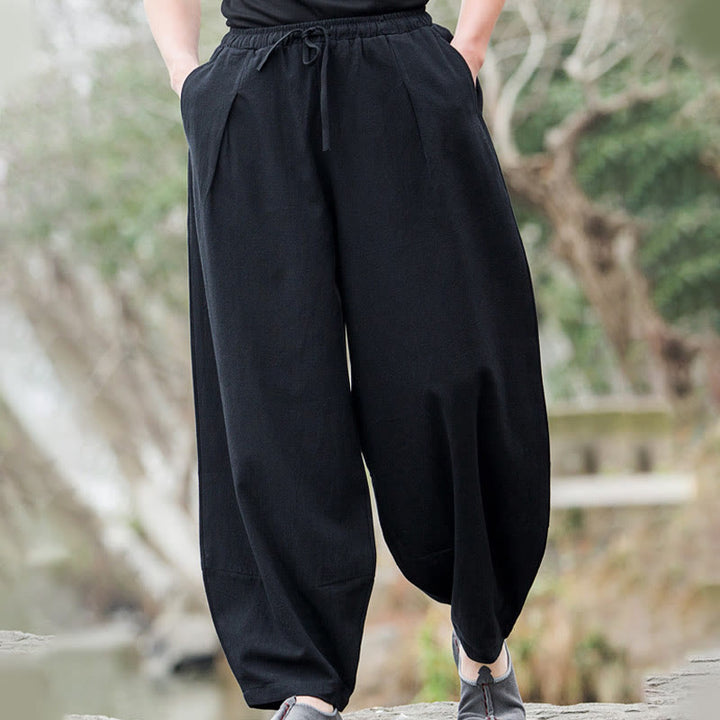 Pantalones bombachos casuales de lino con bolsillos para hombre de Buddha Stones - image 4