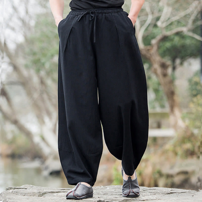 Pantalones bombachos casuales de lino con bolsillos para hombre de Buddha Stones - image 2