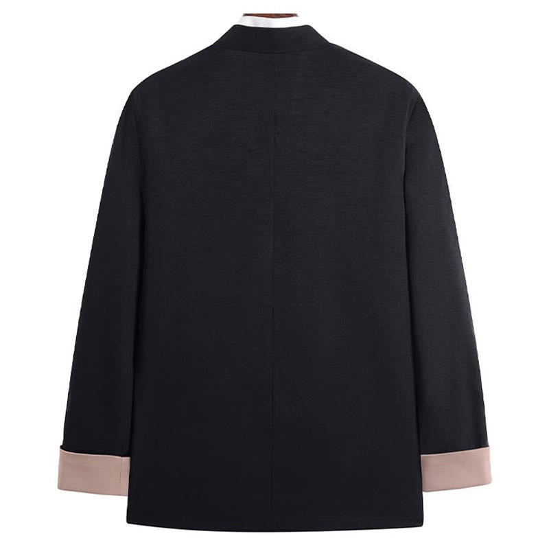 Chaqueta de poliéster con botones de rana y bordado de dragón y Buddha Stones para hombre, ropa con bolsillos - image 2