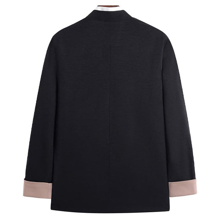 Chaqueta de poliéster con botones de rana y bordado de dragón y Buddha Stones para hombre, ropa con bolsillos - image 2