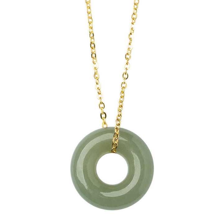 Collar con colgante de hebilla de paz de jade hetiano bañado en oro y plata de ley 925 con Buddha Stones