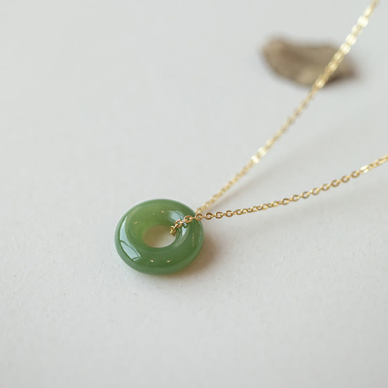 Collar con colgante de hebilla de paz de jade hetiano bañado en oro y plata de ley 925 con Buddha Stones - image 8