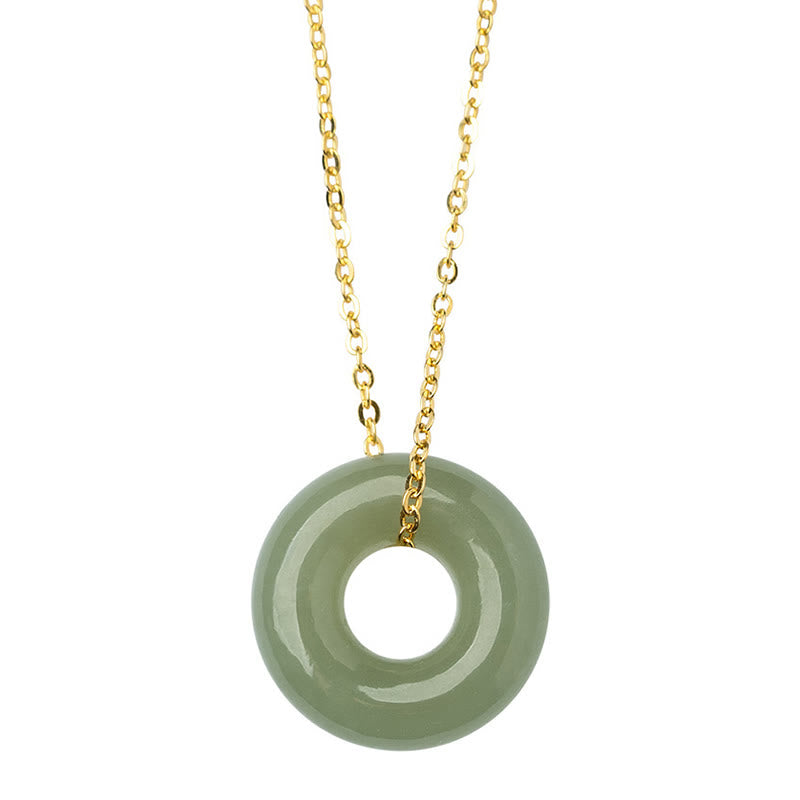 Collar con colgante de hebilla de paz de jade hetiano bañado en oro y plata de ley 925 con Buddha Stones - image 11