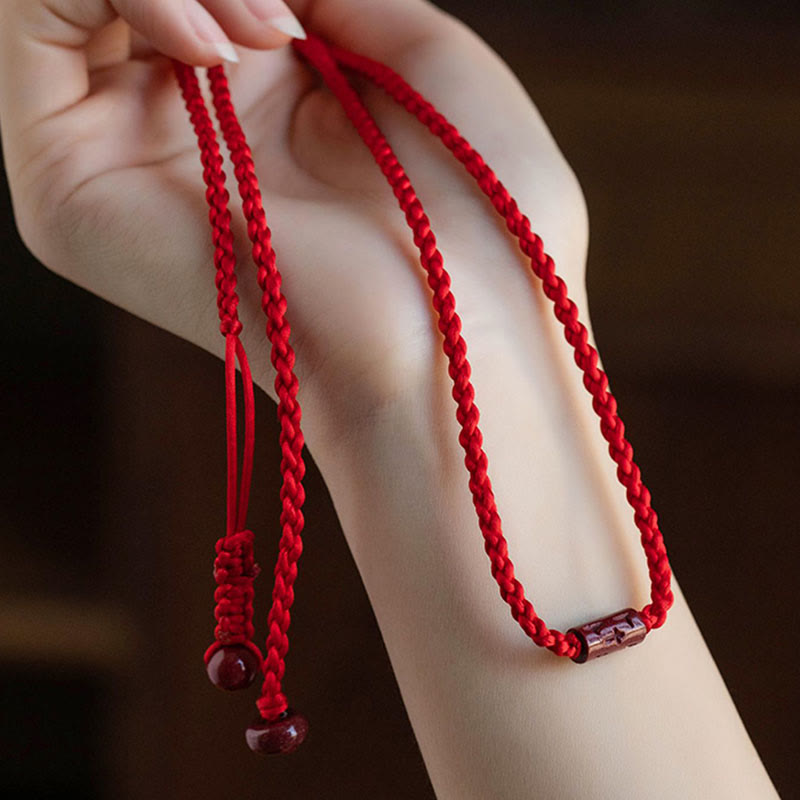 Cadena para el vientre con hilo rojo y bendición de la calma con Buddha Stones y cinabrio natural
