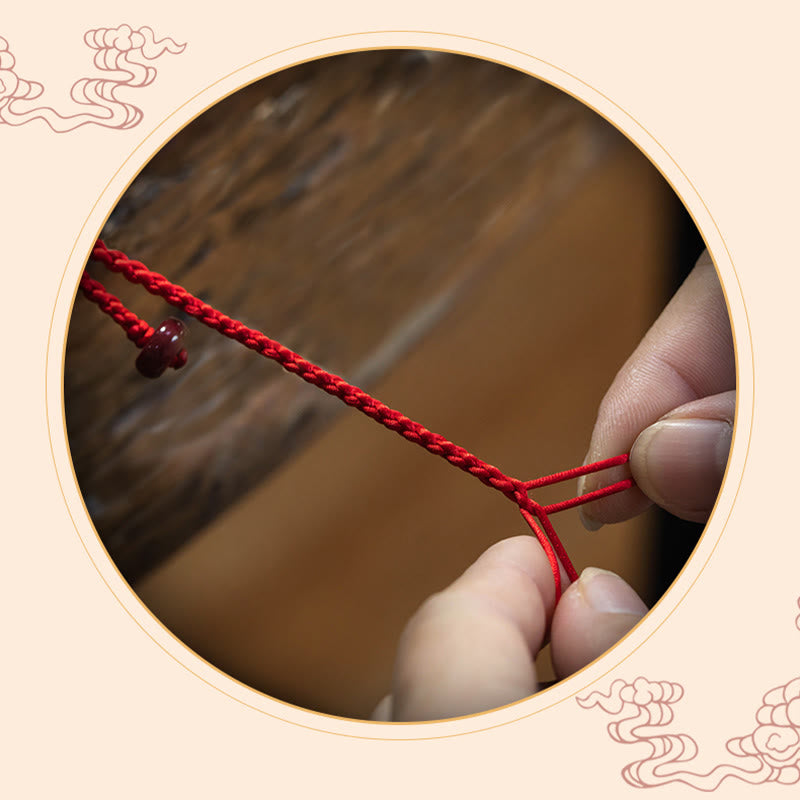 Cadena para el vientre con hilo rojo y bendición de la calma con Buddha Stones y cinabrio natural