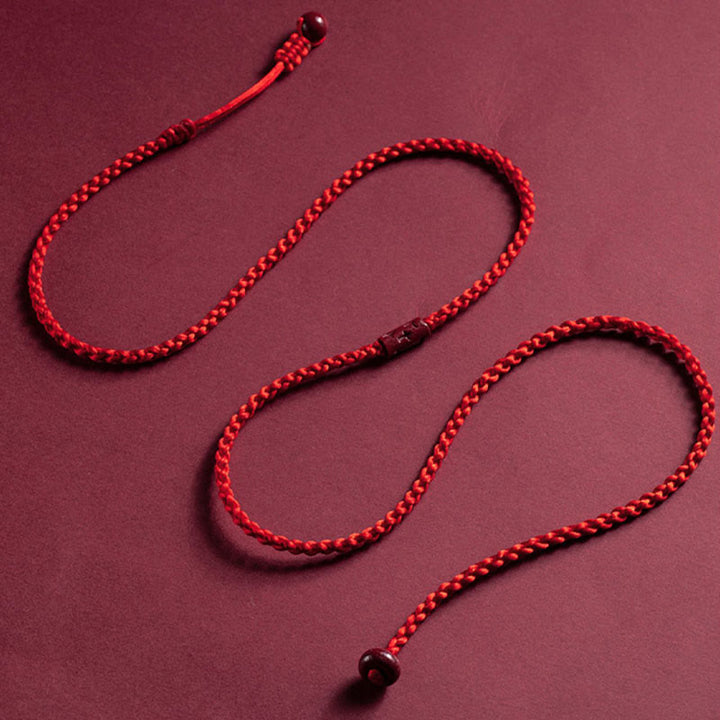 Cadena para el vientre con hilo rojo y bendición de la calma con Buddha Stones y cinabrio natural