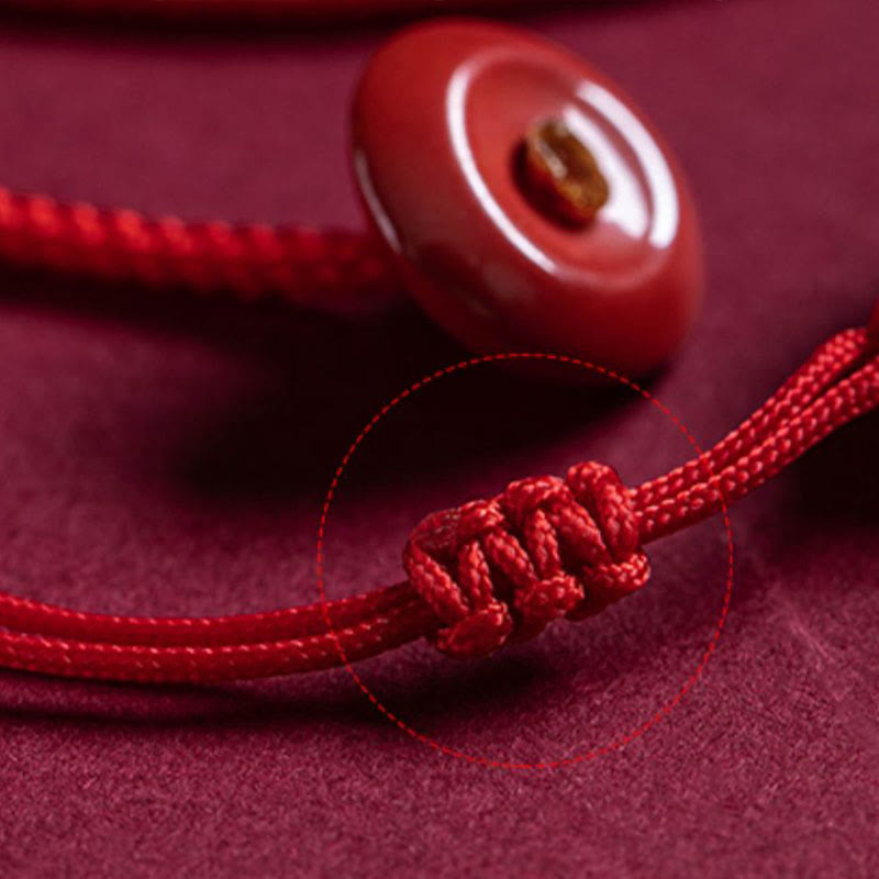 Cadena para el vientre con hilo rojo y bendición de loto con mango de Ruyi y símbolo de Fu con Buddha Stones y cinabrio natural del zodíaco chino