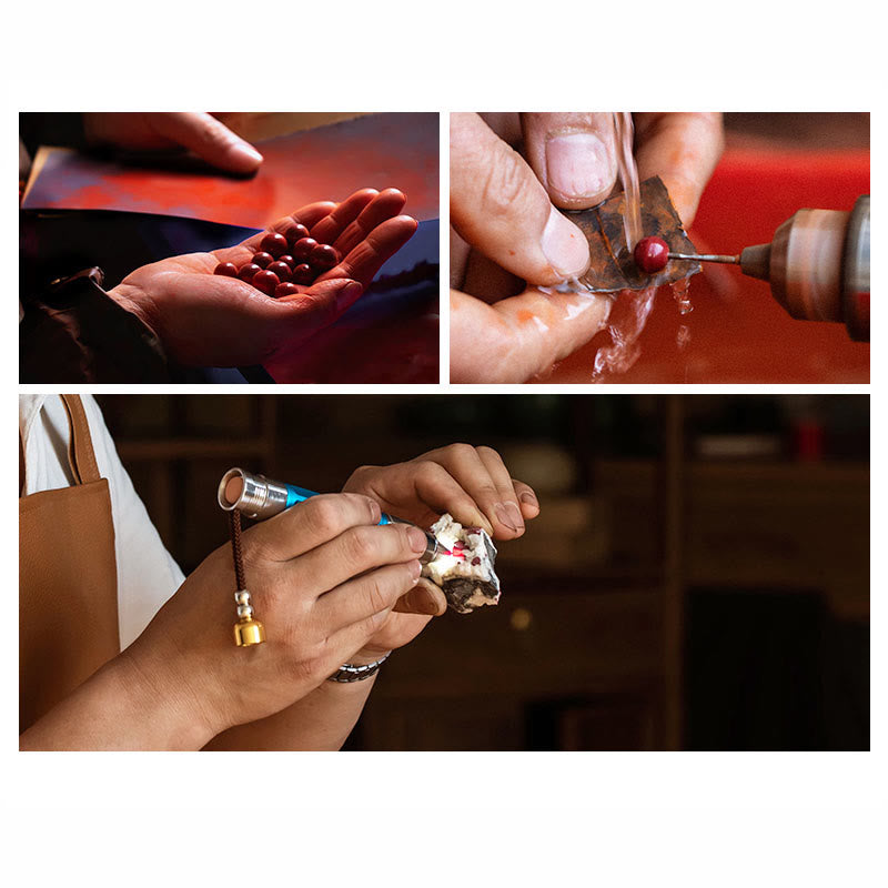 Cadena para el vientre con hilo rojo y bendición de loto con mango de Ruyi y símbolo de Fu con Buddha Stones y cinabrio natural del zodíaco chino