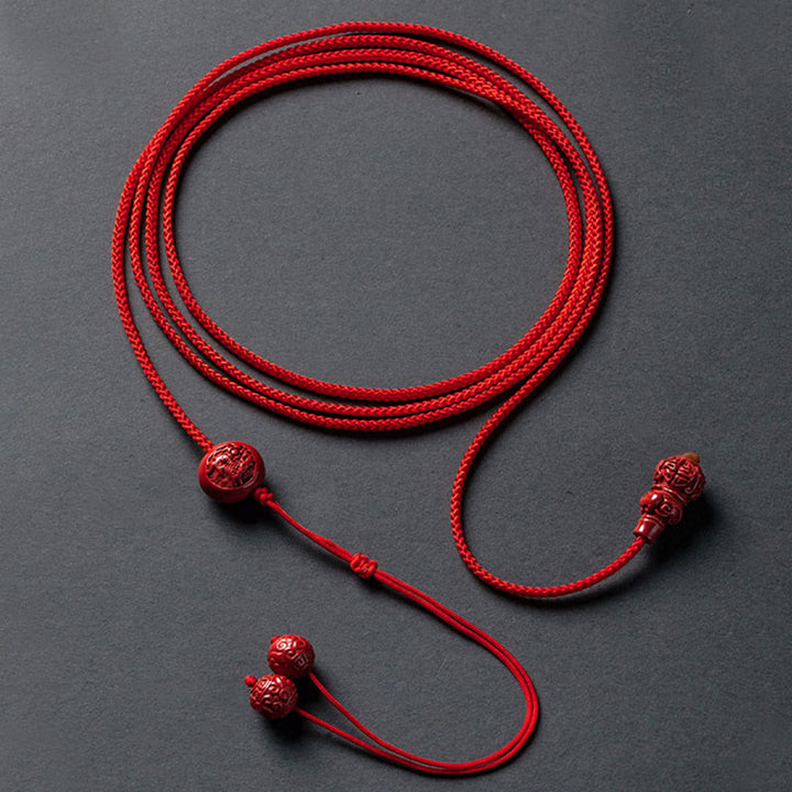 Cadena para el vientre con hilo rojo y bendición calmante con forma de calabaza del zodíaco chino y Buddha Stones