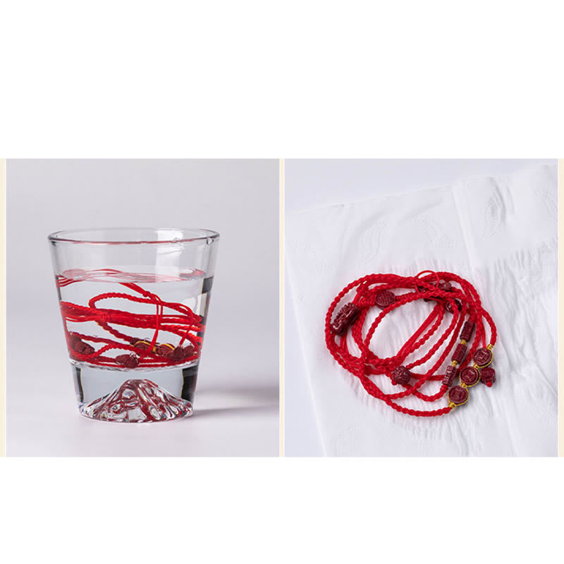 Cadena para el vientre con hilo rojo y bendición de la calma PiXiu con Buddha Stones y cinabrio natural