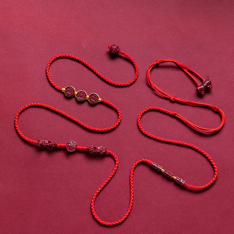 Cadena para el vientre con hilo rojo y bendición de la calma PiXiu con Buddha Stones y cinabrio natural