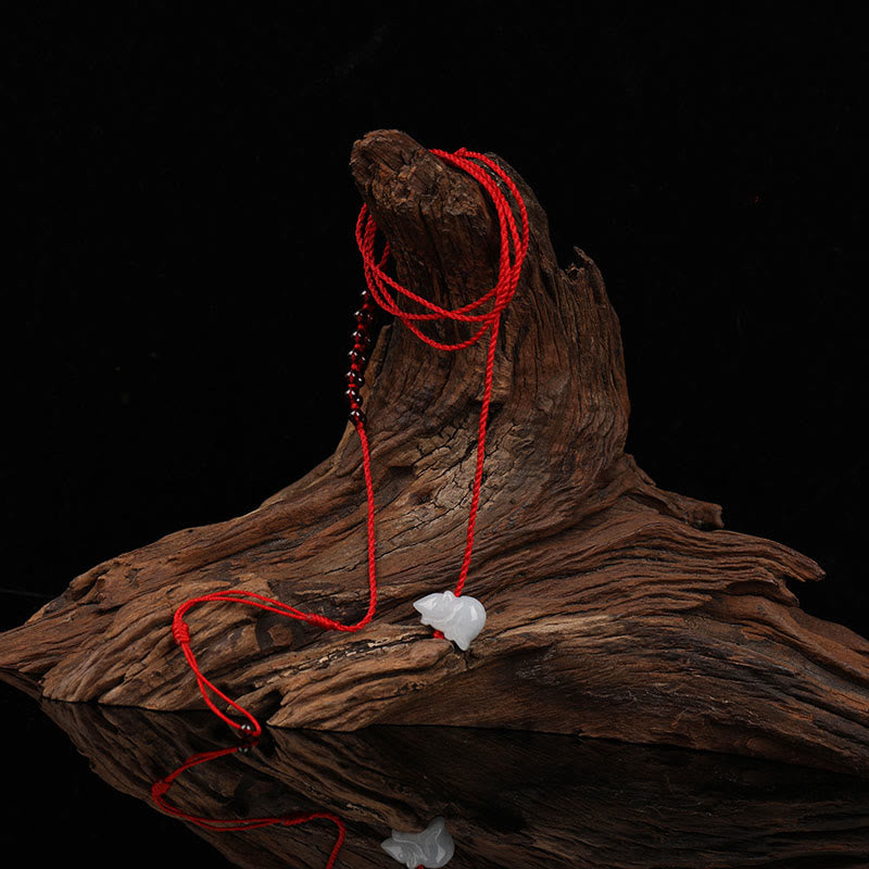 Cadena para el vientre con hilo rojo y bendición de la paz con hebilla de granate natural del zodíaco chino y Buddha Stones